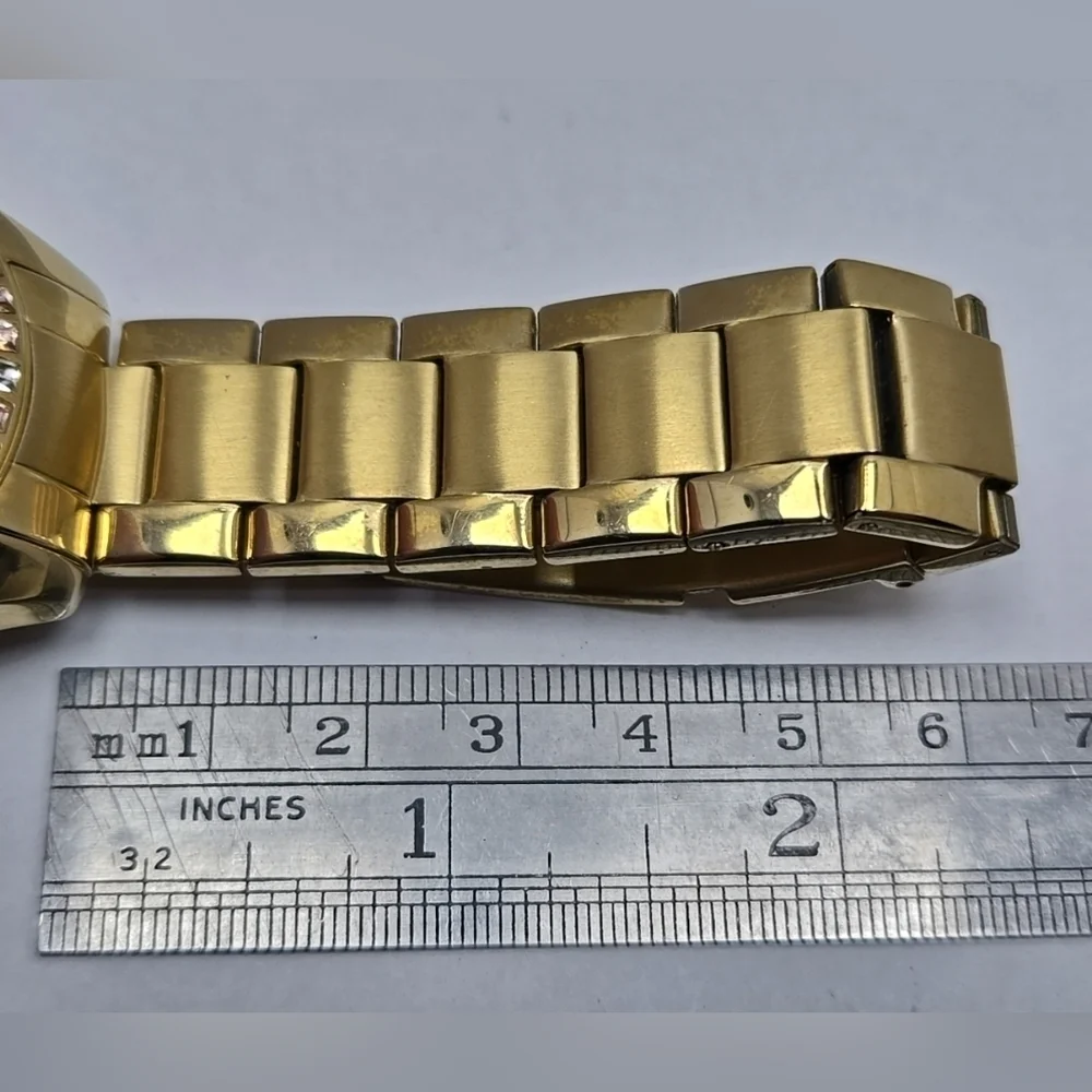 Caravelle New York Gold Tone Chronograph Women’s Quartz Watch Crystal Bezel